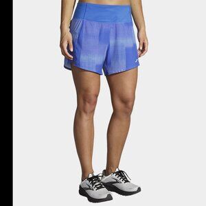 Brooks Women's Chaser 5" Running Workout Shorts with liner LARGE Bluetiful